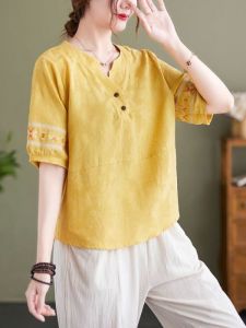QIAOXIZI | Summer New Cotton Linen Set Loose and Slimming for Middle-aged Women