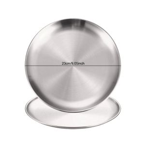 2 Chiếc Đĩa Tròn Inox Màu Bạc Khay Nông Chống Rỉ Sét Cho Cắm Trại BBQ Dã Ngoại Bộ Đồ Nấu Ăn Bộ 2 Kích Cỡ Khác Nhau Có Sẵn 14Cm-30Cm