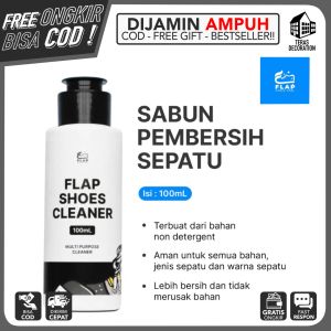 PEMBERSIH SEPATU PUTIH FLAP SHOES CARE (SPECIAL DISIKON) 100 ML Cairan Ajaib Multifungsi Pengilang Anti Noda Kuning Kptoran pada Sepatu Sendal Tas Multifungsi Tanpa Cuci dan Bilas Shoes Whitening / Pembersih Sol Sepatu dan Kerak Membandel Tanpa Air