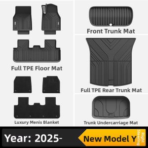 3W | Universal TPE Floor Mat For Right-hand Drive Tesla Model Y Model 3