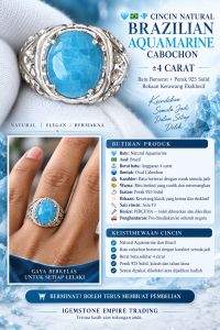 Natural Brazilian Aquamarine 4 carat silver 925 ring