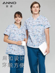 Anno New Print Hand Washing Clothes Doctor Nurse Work Uniform Dental Pediatrics Clinic Uniform Comfortable Men Women Clothes