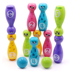 Childrens bowling toys cartoon fun expression gift box packaging suitable for indoor and outdoor party games 10 bottles 2 balls
