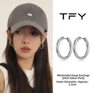 TFY | Stylish Face Slenderizing Silver Circle Earrings Sterling