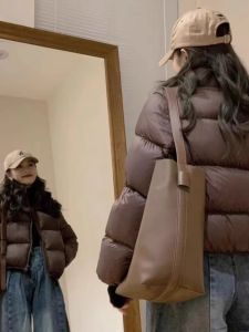 WANGGONGZHU | High Waist Thickened Down Cotton Jacket Women Winter New Style Small Size Stand Collar Short Warm Bread Style Outerwear