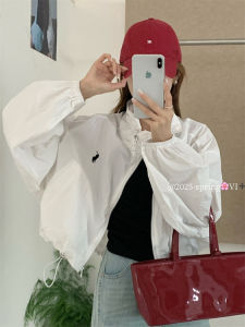 เสื้อแจ็คเก็ตกันฝนฤดูร้อนสำหรับผู้หญิง แขนยาว ทรงหลวม ทรงสปอร์ต กันแดด คาร์ดิแกน แจ็คเก็ตสั้น ฤดูใบไม้ผลิ ฤดูใบไม้ร่วง แจ็คเก็ตทำงาน