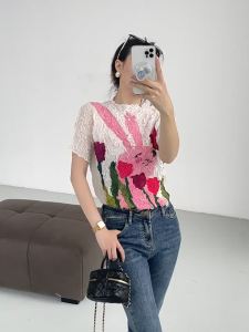 1102 One Size (45-75kg) Sanzhai Cute Rabbit Peplum Top Fashionable All-Match Slimming Lightweight Breathable T-Shirt For Women