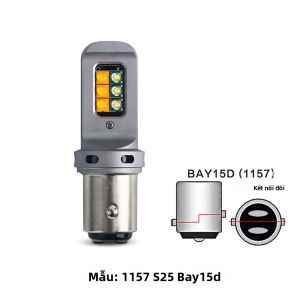 Đèn LED Ô Tô 1157 BAY15D T25 3157 T20 7443 Canbus 2 Trong 1 Xi Nhan Đèn Chạy Ban Ngày Trắng Vàng 12V Đa Năng Hai Màu