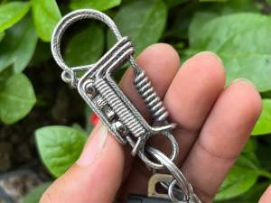 Damascus Budhha Keychain stainless
