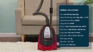 Máy hút bụi dạng hộp 1.6L Hitachi CV-SF20 công suất 2000W bộ lọc Nano Titanium và HEPA xuất xứ Thái Lan bh 24 tháng