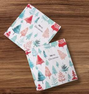 Party Dinner Napkin Serviette Disposable Paper Tissue - Christmas Xmas Pine Colourful Trees Merry Christmas [NSP154]