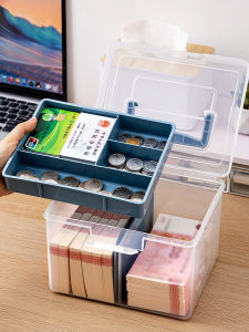 Commercial Cash And Coins Organizer Box Transparent Square Storage Container for Stall Selling Counting And Sorting Money