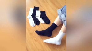 COD Womens High-quality Combed Cotton Thick Socks White/ Black Mid/High Studen Socks -5/1Pairs