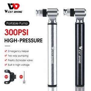 WEST BIKING Bơm Hơi 300PSI Bơm Mini Cho Xe Đạp Bơm Lốp Xe Đạp Hai Chiều Bằng Hợp Kim Nhôm Bơm Lốp Di Động Siêu Nhẹ Cho AV FV Bơm Hơi Phụ Kiện Xe Đạp