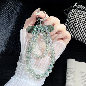 Crystal Phone Chain Pendant Womens Light Green Gem New Arrival Mobile Phone Lanyard Key Pendants Bag Lanyard Pendant Fancy High-End Classy Original Glass Satchel Beaded Card Back Clip