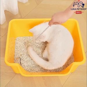 Luka😊พร้อมส่ง 💯 ห้องน้ำแมวขนาดใหญ่ ขอบสูงกันกระเด็น กระบะทรายแมว มีที่ดักทรายแมวด้านหน้า มีแผ่นดักทรายแมวให้ ห้องน้ำแมว