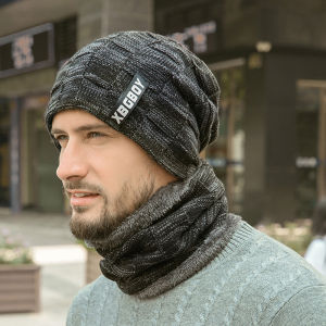 หมวกไหมพรมถักหนาสำหรับผู้ชายในฤดูหนาว หมวกไหมพรมถักแบบมีฮู้ดสำหรับป้องกันลมและให้ความอบอุ่นสำหรับขี่จักรยานในฤดูใบไม้ร่วงและฤดูหนาว