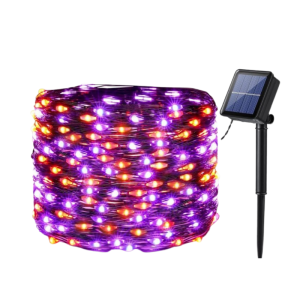 Đèn Dây Đồng Năng Lượng Mặt Trời Halloween Ngoài Trời Chống Nước Màu Cam Tím LED Trang Trí Sân Vườn Hiên Nhà Tiệc Tùng