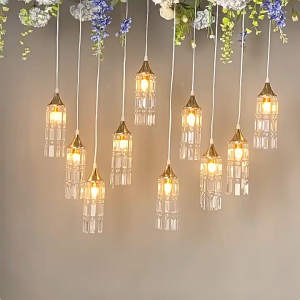 10PCS Wedding Ceiling Decoration Lamp Chandelier Crystal Luminous Transparent Bird Warm Light Wedding Scene Layout Props