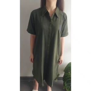 Nando dress wanita denim logo lengan pendek casual 2551