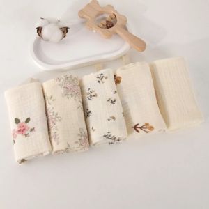2/5Pcs/set Cotton Gauze Handkerchief Towel 4-layer Small Square Face Saliva Towel Soft Absorbent Children Hand Towel