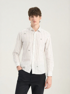 Rare | Áo Sơ Mi Dài Tay Kẻ Sọc Trắng Cotton Mới