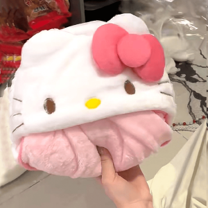 Kitty Cat Scarf Hat Quilted Office Air Conditioning Warm Blanket with Hood Portable Thickened Nap Cover Blanket Coral Velvet