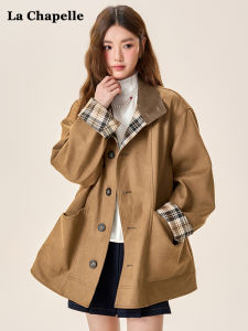 Áo Khoác Ngắn La Chapelle Cổ Bẻ Kẻ Caro Cổ Điển Cho Nữ Mùa Thu 2025 Áo Khoác Ngoài Thường Ngày Có Thể Mặc Hai Mặt