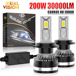 Dualvision 2PCS Car Lights H7 H4 H1 H8 H9 H11 9006 9005 9012 Super Bright LED Headlights High Low Beam Fog Light 6000K White 12V