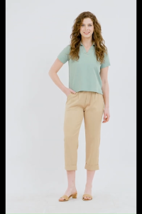 Krizia Collared V-Neck Blouse Top with Decorative Necklace