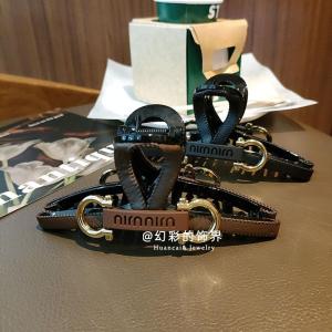 เครื่องประดับผมหนังขนาดใหญ่สไตล์เกาหลี กระดุมหัวม้าลาย หมุดหนีบผม คลิปสีลม ประดับเพชรเทียม ทองแดงชุบทอง