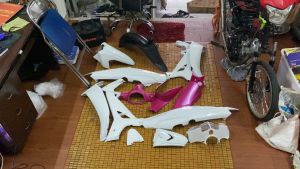 Bộ vỏ nhựa xe máy Sirius hàng Việt Nam loại 1 màu Trắng nhám Hồng