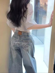 Quần Jeans Denim Xanh Cổ Điển Cạp Cao Ôm Dáng Quần Ống Thẳng Dài Đến Mắt Cá Chân Cho Nữ Mùa Hè Quần Jeans Denim