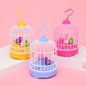 Electronic Simulation Birds Cage Toy with Voice Control Sound Realistic Voice Sensor Parrot Cage Toy