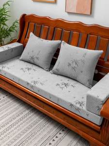 หมอนรองนั่งโซฟาแบบปักลายแข็งไม้เนื้อนุ่มป้องกันการลื่นและซักได้สำหรับฤดูใบไม้ผลิและฤดูใบไม้ร่วง