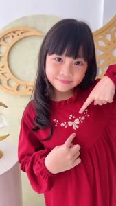 Hooneybee Humaira Maroon - Gamis anak Perempuan [Size 2-10 Thn] Baju Kaos Cewek