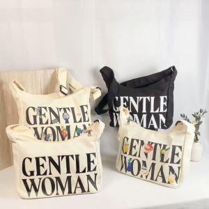 GW06 Tas Selempang Wanita Gentle Woman Desain Korea Bahan Kanvas Warna Monokrom Bisa COD