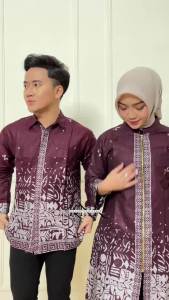 Tunik Zipper Depan Sutena Burgundy - Batik Wanita Modern Mewah - Atasan Tunik Jumbo Seragam