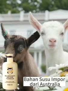 Goat Milk Sabun pemutih badan Shower 800ML gel susu Sabun Mandi Cair Body Wash Susu Kambing Pemutih Singkirkan kulit kusam kering merinding Memutihkan melembabkan mencerahkan Nicotinamide Peremajaan Kulit Deep Cleaning Milk Shower