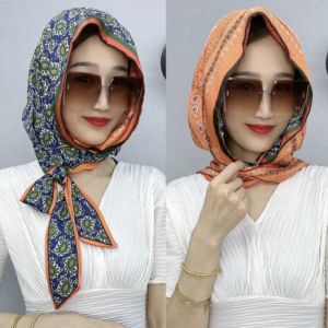 Spring and Summer New Arrival Double-Layer Double-Sided Satin Silk Scarf Cap Sun Protection Turban Hat Ribbon Elegant Toque Feiling Same Style