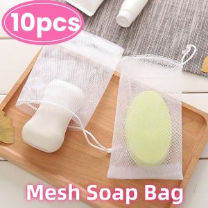 10pcs Soap Mesh Foaming Net Bubble Mesh Bag Skin Clean Tool