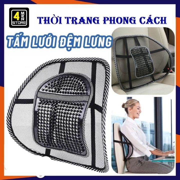 Tấm Lưới Tựa Lưng Ghế Bảo Vệ Cột Sống Cho Văn Phòng, Ô Tô - Miếng Dựa Ngồi Xe Hơi Có Hạt MASSAGE Giảm Nhức Mỏi Tiện Lợi