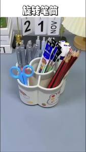 Rotating Pen Holder Desk Organizers Large Capacity Pen Storage Box Cosmetic Brush Organization Box Study Dormitory Accessories