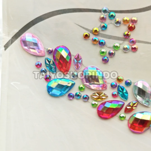 TAIYO Stiker Kristal Kalung Body Art Decor Crystal Gems Hiasan Tempel Aksesoris Fashion Wanita