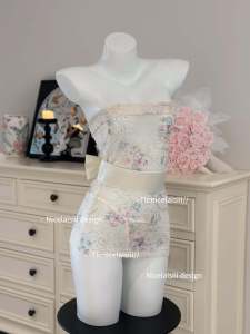 Nicelaisiii Artistic Memory Journal Ultra แขนสั้นเซ็กซี่สาวหวานพิมพ์ชุดโรแมนติกชุดนอนสําหรับเยาวชน