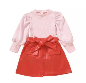 [1-6th] SETELAN ANAK K-POP VIRAL BAJU BALITA PEREMPUAN IMPORT PINK LEATHER