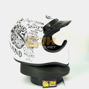 HELM CAKIL HBC STEVE THE LEGEND PUTIH + FREE Google PROMO Terbatas!!