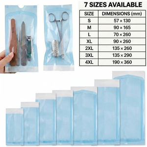 20/100pcs Self-sealing Sterilization Pouches 7 Sizes Disposable Dental Tattoo Nail Art Disinfection Storage Bag Tattoo Supplies