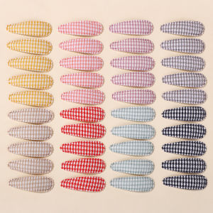 40pcs Random Color Girls Cute Candy Colored Bow Hair Clip BB Clip Checkered Pattern Hairpin Childrens Gift Hair Accessory