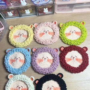 Handmade Cartoon Sheep Coaster Finished Product Ins Style Reservoir Korean Children Cute Pad Hook Weaving Modern Simple Home Fabric